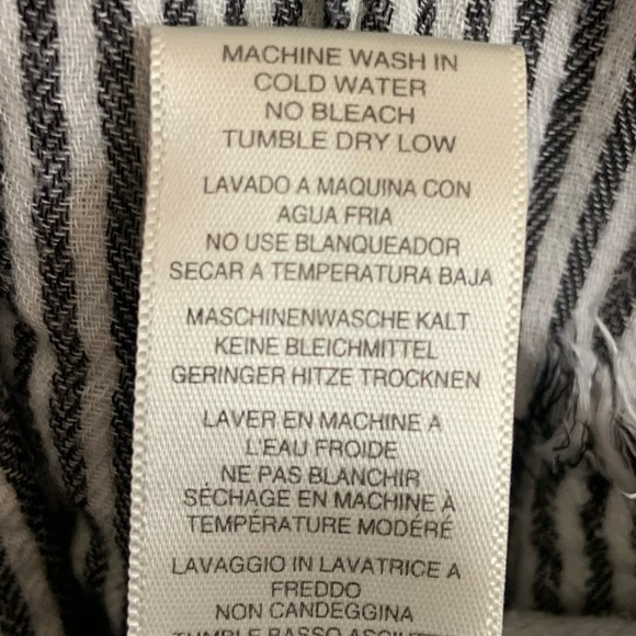 Anthropologie Cloth & Stone Darlyn Textured Buttondown Striped Top Grey Medium - Picture 5 of 8